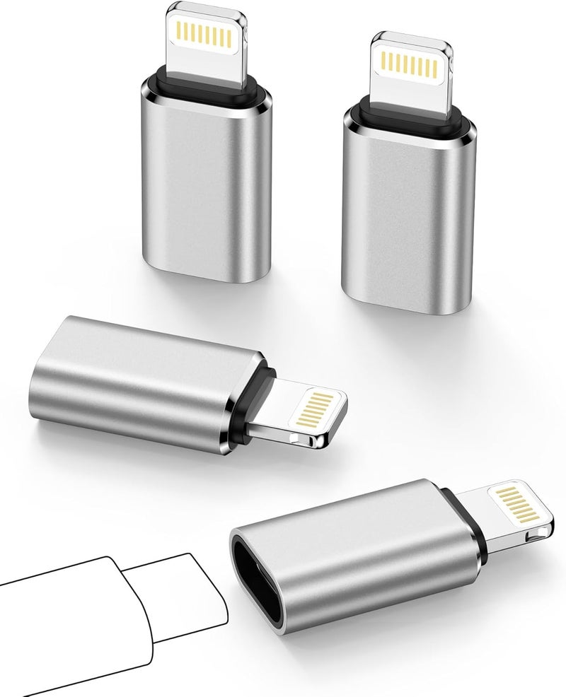 Haoano USB C to Lightning Adapter, 4 Pack Fast Charging Data Sync Lightning to USB Type C Cable Adapter for iPhone 14/13/12/11/X/XR Pro Series, iPad, AirPods and Anti-Lost Loop – Not for Audio/OTG - Image 1